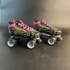 Heart Throb Pacer Roller Skates Youth Size 6 Heart Peace Sign Neon Pink Green