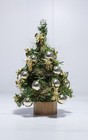 Vintage Artisan Fully Decorated Miniature Dollhouse Christmas Tree On Wood Stand