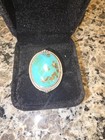 Sterling Silver Natural Turquoise Ring Large Oval Southwestern Style Size 6