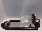 Vintage Pair Of Homco Mirrored Wall Sconce Candle Holders Faux Wood Metal Glass