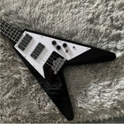 1981 4-strings Flying V Bass Guitar Black Bone Nut Hh Pickups Free Shipping