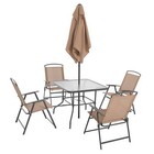 6 Piece Outdoor Patio Dining Furniture Set 4 Foldable Chairs Table Umbrella Yard