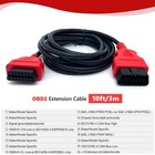 10ft 3m Ultra-long Obd2 Extension Cable 16-pin Obd-ii Male To Female Extension