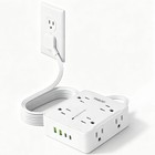 Flat Plug Power Strip With 8 Outlet Long Extension Cord Usb Port Surge Protector