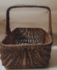 Vintage Large French Rattan Wicker Gathering Market Basket Sturdy Woven 15  