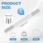 2set M10x120mm Double Ended Stud Screws 304 Stainless Steel Rod With Nut Washer