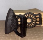 Antique 00toy Cast Sad Iron And Lacy Iron Trivet Set  Great Patina  Pittsburgh