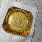 Vintage Disneyland Amber Glass Ashtray 1970 s 3 1 2  X 3 1 2  Vgc Castle Stars