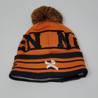 New Era Mclaren F1 Team Dr Bobble Cuff Beanie Papaya Logo Patch Orange Black Pom