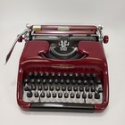 Vintage Voss Wuppertal Nr 128758 Portable Burgundy Typewriter Germany W case