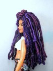 Barbie Doll Wig Size 4 Spun Wool Dreadlock Ooak Custom  151 Purple Blend