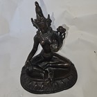 Antique  7  Buddhist Hindu Female Deity Lotus Statue  Bronze India