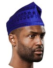 Blue Embroidered African Hand Woven Aso Oke Hat 