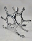 Vtg 80s Art Deco Modernist Michael Noll Aluminum Wine Rack 6 Bottle Holder