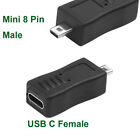 Mini Usb 8 Pin Male To Type C Female Charger Data Sync Camera Adapter Connector