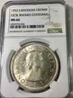 1953 Southern Rhodesia Eiir Crown Rhodes Centennial Graded Mint State 64 Ngc