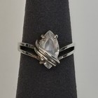 Vintage 925 Sterling Silver Marquise Cz Bypass Wrap Split Shank Ring Size 7