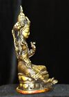 Tibetan Buddhist Temple Bronze Gilt Green Tara Guanyin Statue  6  H