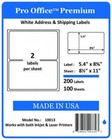 200 Wing Office Premium Shipping Labels Blank Self Adhesive Half Sheet Usa 