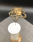 Antique Hatpin Brass Art Nouveau Repousse Profile - Openwork  9 Inches