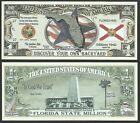 Florida State Million Dollar Bill W Map  Seal  Flag  Capitol - Lot Of 10 Bills