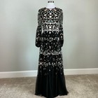Mac Duggal 35111 Black Evening Gown Floral Embroidered Long Sleeve Dress Size 18