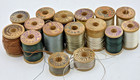Lot Of 18 Vintage Wood Spools Of Silk Thread Belding Corticelli Assorted Colors