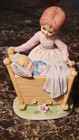 Vintage - Lefton Mother   Baby In Cradle Nursery Lamp 6 5  Tall  6643 Japan 
