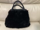 Antique Reversible Black Fabric And Fur Hand Warmer Muff Victorian Edwardian