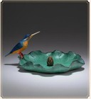 Chinese Pure Bronze Lotus Leaf Atthis Kingfisher Statue Incense Inserted Burner