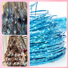 Hair Tinsel Kit With Tools 48 Inch 1200 Strands Blue Glitter Tinsel Hair