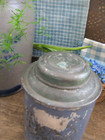 Early Antique Pantry Tin Canister Original Worn Blue And Green Paint