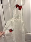 Vtg Christmas Full Bib  Apron Poinsettias Pockets  Holiday So Lovely  