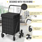 Stair Climbing Shopping Cart Foldable Waterproof Liner 360 Wheels Utility