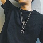 U7 Wiccan Necklace Pagan Pendant Men Women Stainless Steel black 18k Gold Pla   
