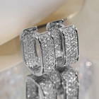 Gold Silver Plated Hoop Earrings With Cubic Zirconia Hip Hop Jewelry Unisex  Men