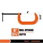 Pony 6-inch C-clamp 2-pack Set Clamps 1200lbs Load Heavy Duty For Woodworking