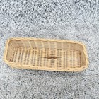 Vintage Wicker Basket Rectangular Rattan Tray Natural Woven Storage Farmhouse De