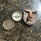 West London 1885 Brass Nautical Pocket Compass With Leather Case
