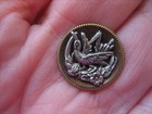 Vintage 9 16  Metal Picture Button  Bird  Flowers  Cattails - X28