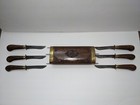 Vintage Unique Ornate Hand Carved Wood And Brass India 6 Pc Knife Set With Block