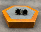 925 Sterling Silver Black Onyx Cufflinks   Oval Onyx Stone Cuff Links For Men