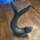 Vtg Metal Fish Decor Koi Statue Korea Fishing Coastal Nautical Design