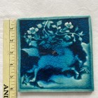 Craftsman Thick Antique Tile Aquamarine Blue Deer Flowers 6   x 6     1 2    Thick
