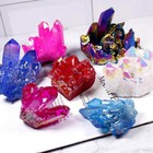 Natural Quartz Titanium Aura Crystal Cluster Vug Specimens Stone Chakra Healing