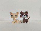 2pcs lot Littlest Pet Shop Toys Lps Cat Brown White Dog  733  Kid Toy