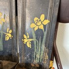 Antique Victorian Black Candle Holder Wall Sconce Daffodils Painted Distressed