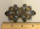 Art Nouveau Antique French Brass Champleve Enamel Belt Buckle Daisy Floral 2-pc