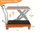 1100lbs Hydraulic Lift Table Cart Single Scissor Lift Table Adjust Height To 32 
