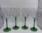Set Of 4 Vintage Luminarc Emeraude Wine water Glasses  France Green Stem 12oz